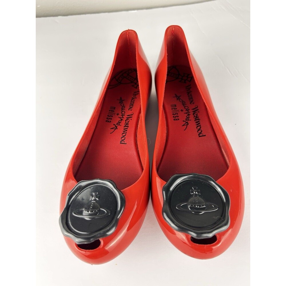 Vivienne Westwood Anglomania + Melissa Ballet Flats Red Size 7 jelly Orb Y2k - Picture 2 of 8